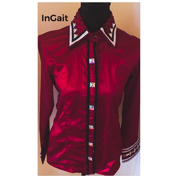 Red Western Show Shirt Size XL - Picture 1 of 4